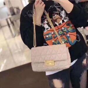 Michael Kors Sloan Large Quilted Chain Convertible Bag in Soft Pink